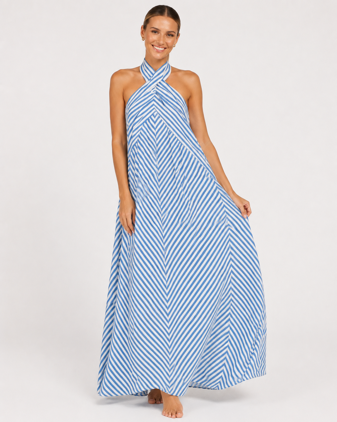Monroe | Robe Maxi Chic à Panneaux Rayés Sans Manches
