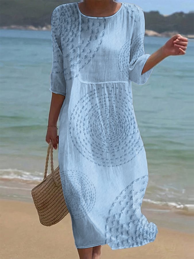 Dai | Robe Décontractée Texturée à Motifs Brodés