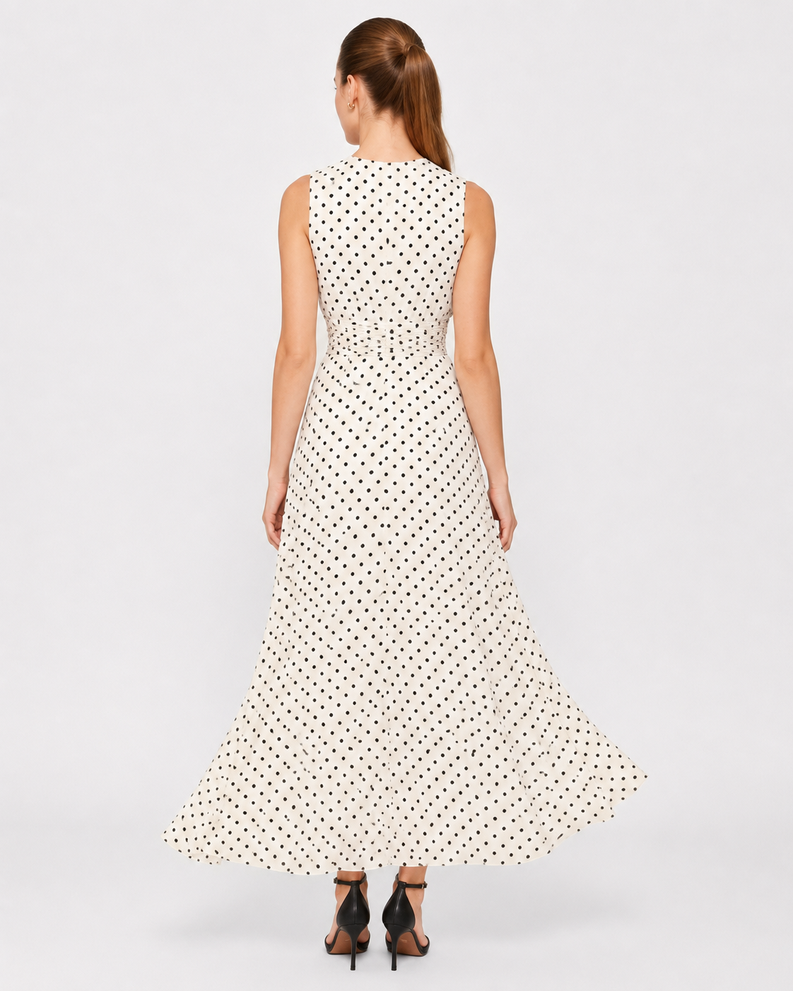 Kathleen | Robe Maxi à Pois sans Manches Élégante et Flottante