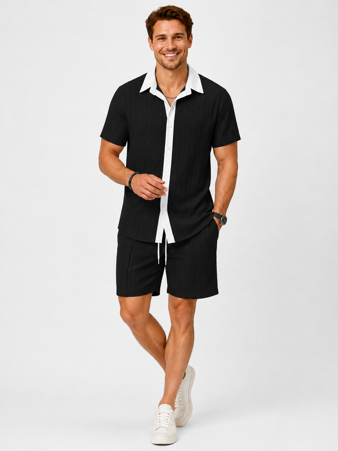 Damian | Ensemble de vêtements de plage hawaïens décontractés pour hommes