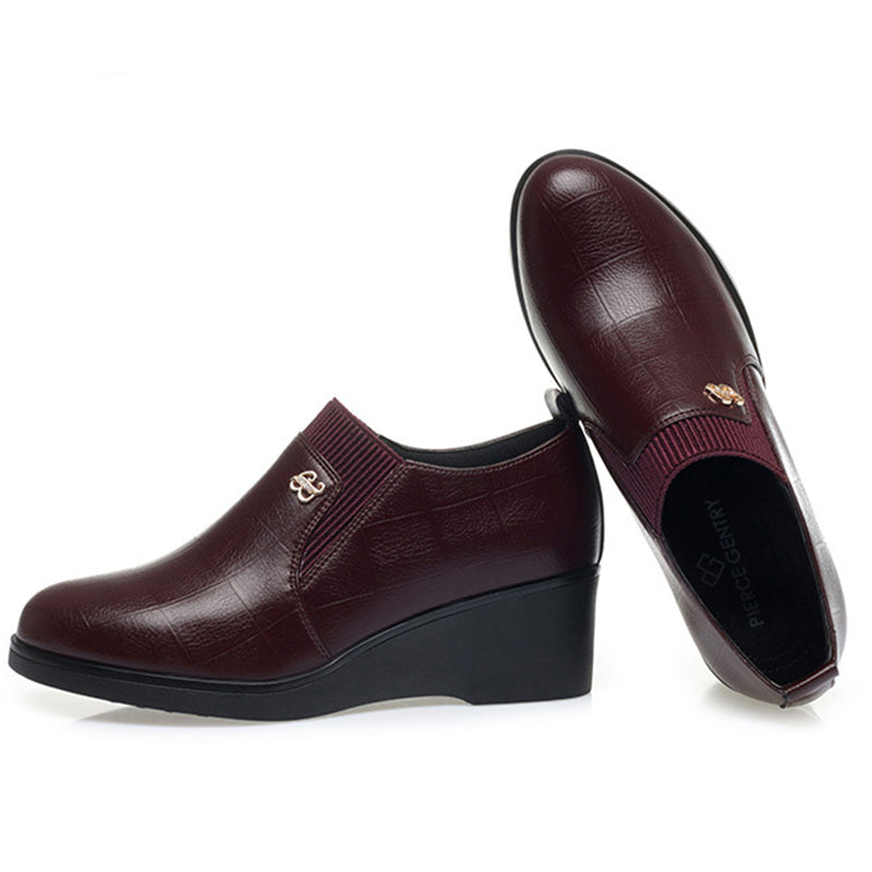 Bottines Éléguantes à Talon Wedge en Cuir