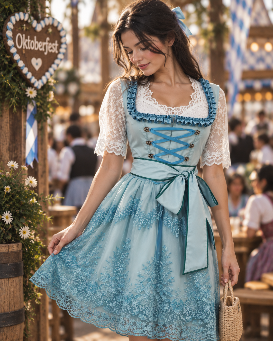 Aisling | Oktoberfest Décolleté Carré Bretelles Dentelle