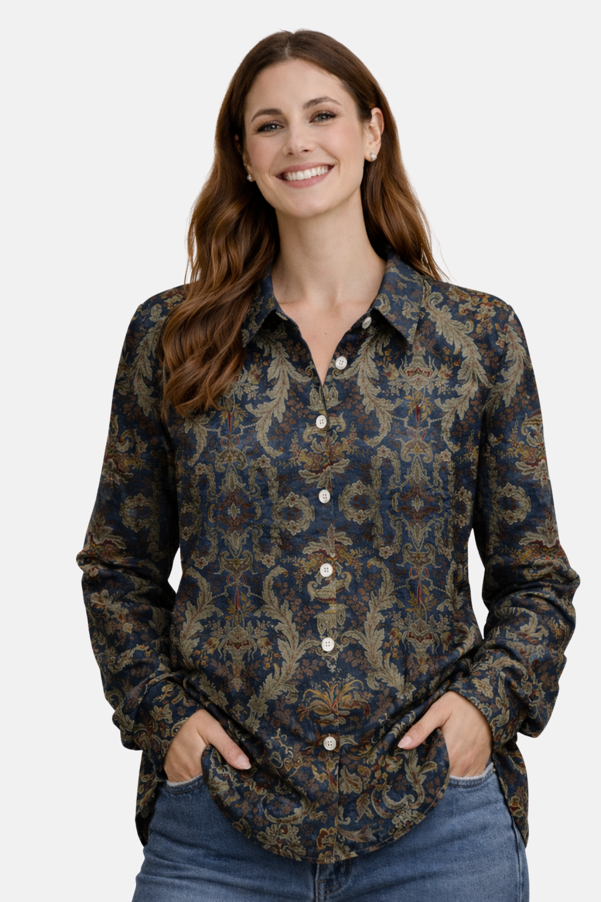 Chemise à col bleu marine