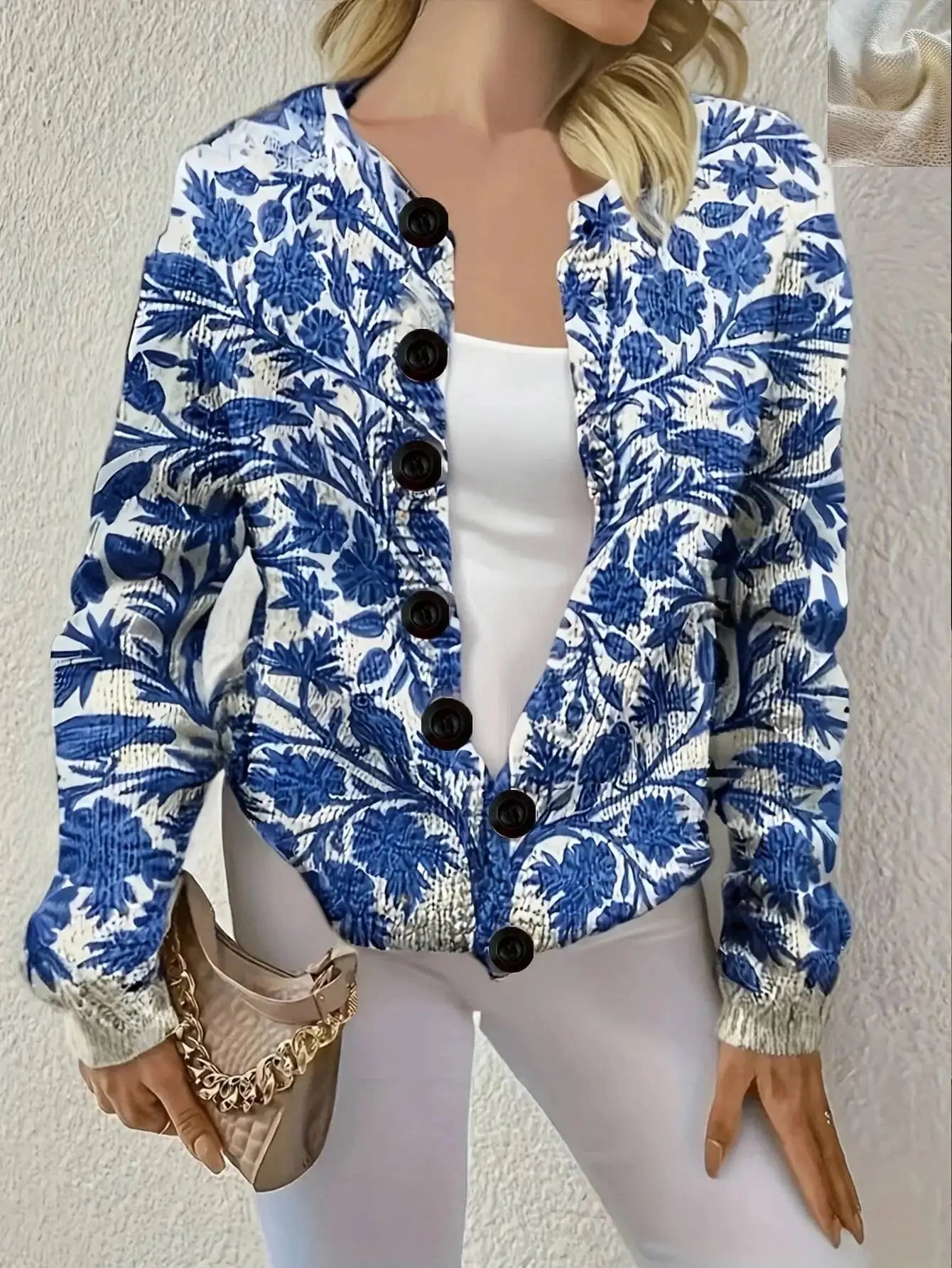 ATELIER | Veste ouverte en tricot à col rond 3D