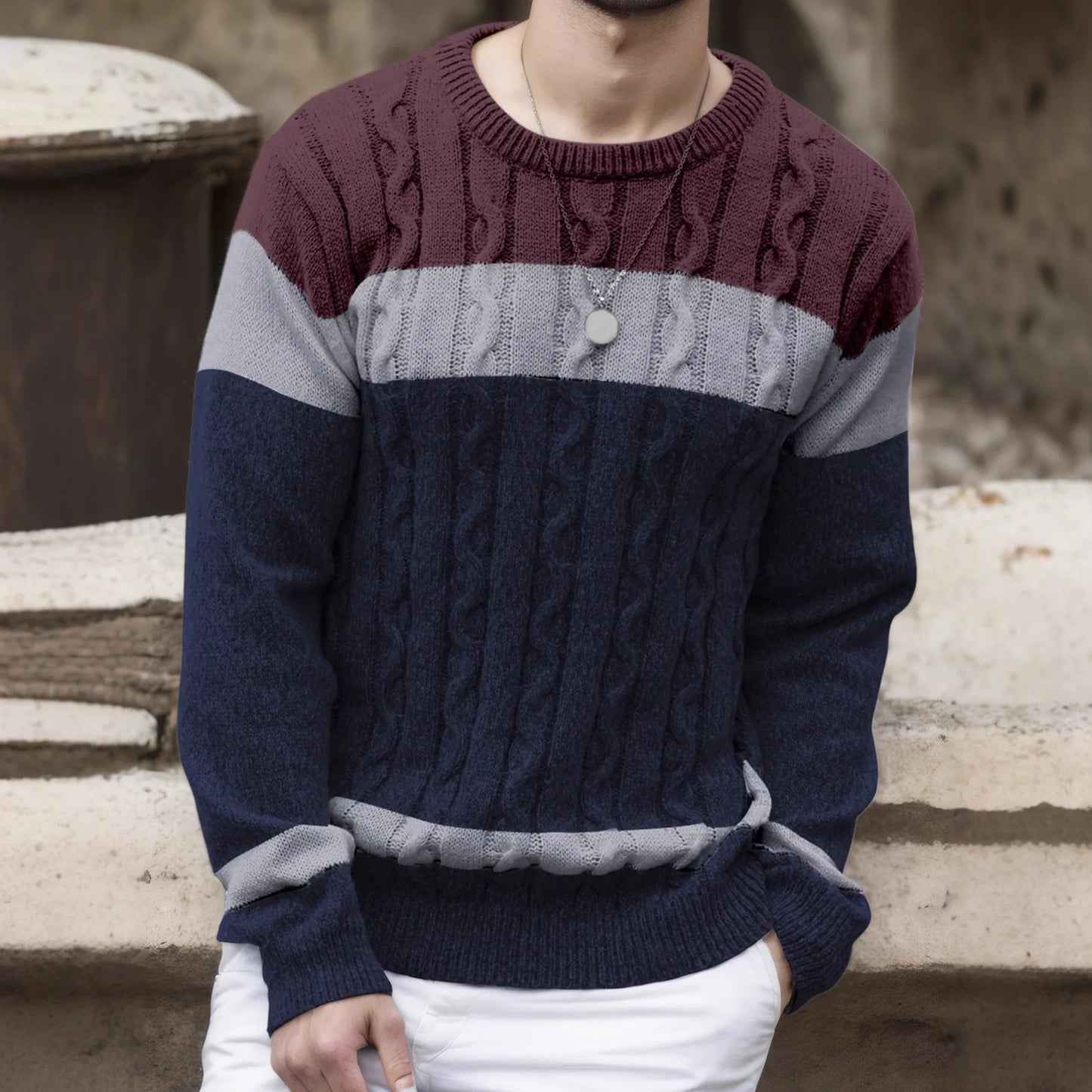 Peter | Pull Tricoté à Col Rond Version Ample Automne