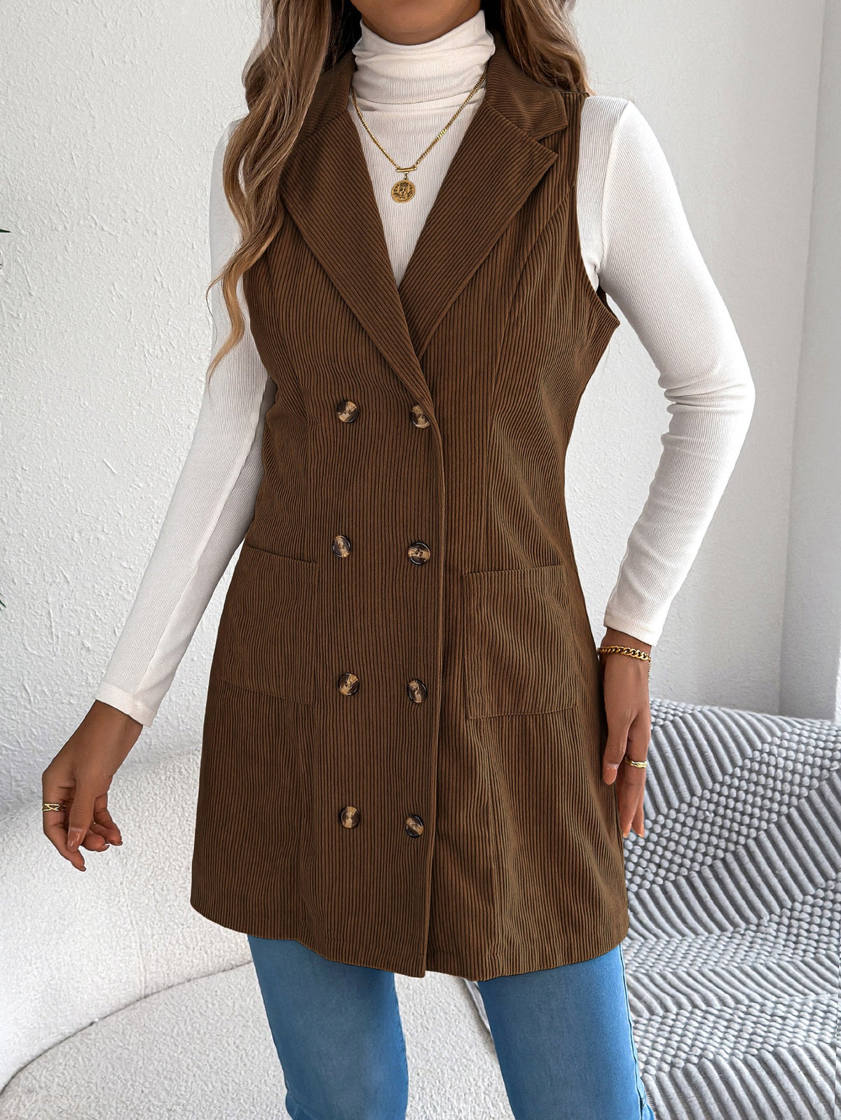 Katia | Gilet en velours côtelé uni