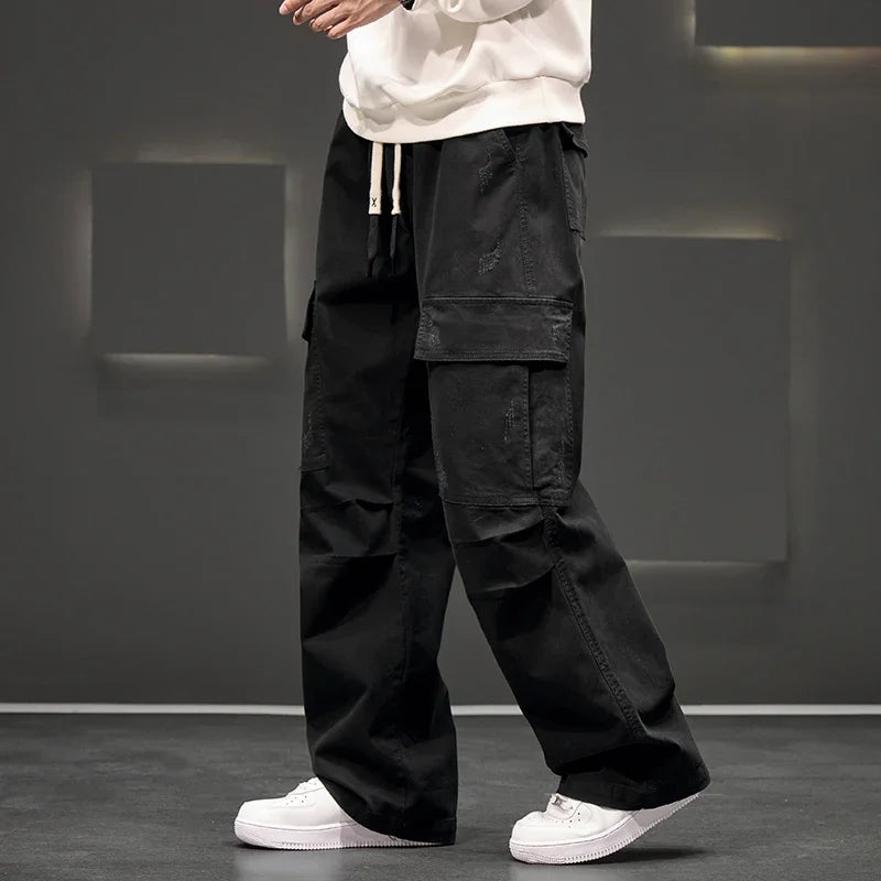 Luke | Pantalons décontractés à poches cargo à jambes larges