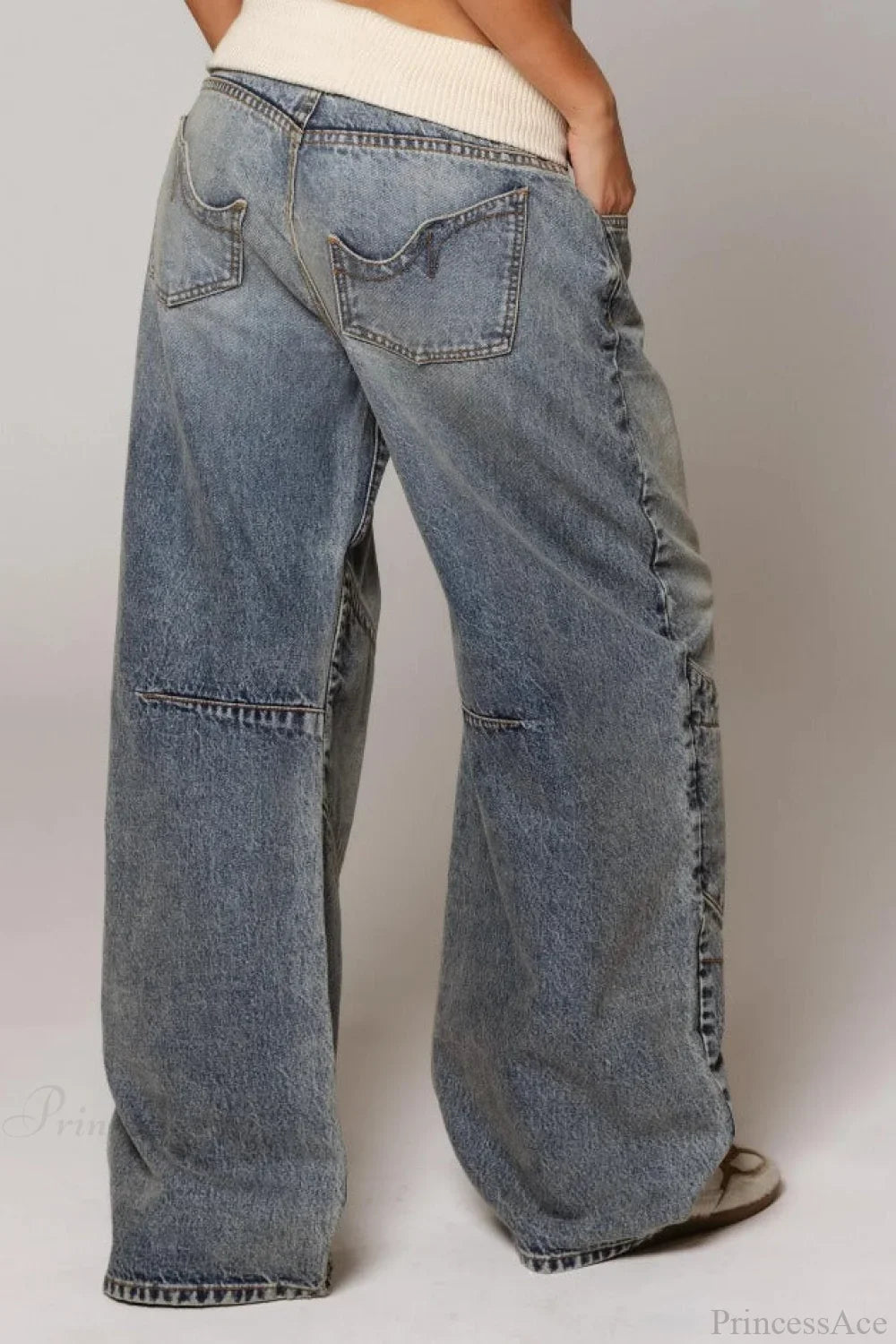 Jeans en Denim Vintage Bleus Lavés
