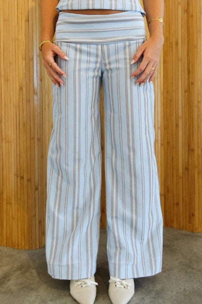 Ensemble de Pantalon Large à Bretelles Rayé