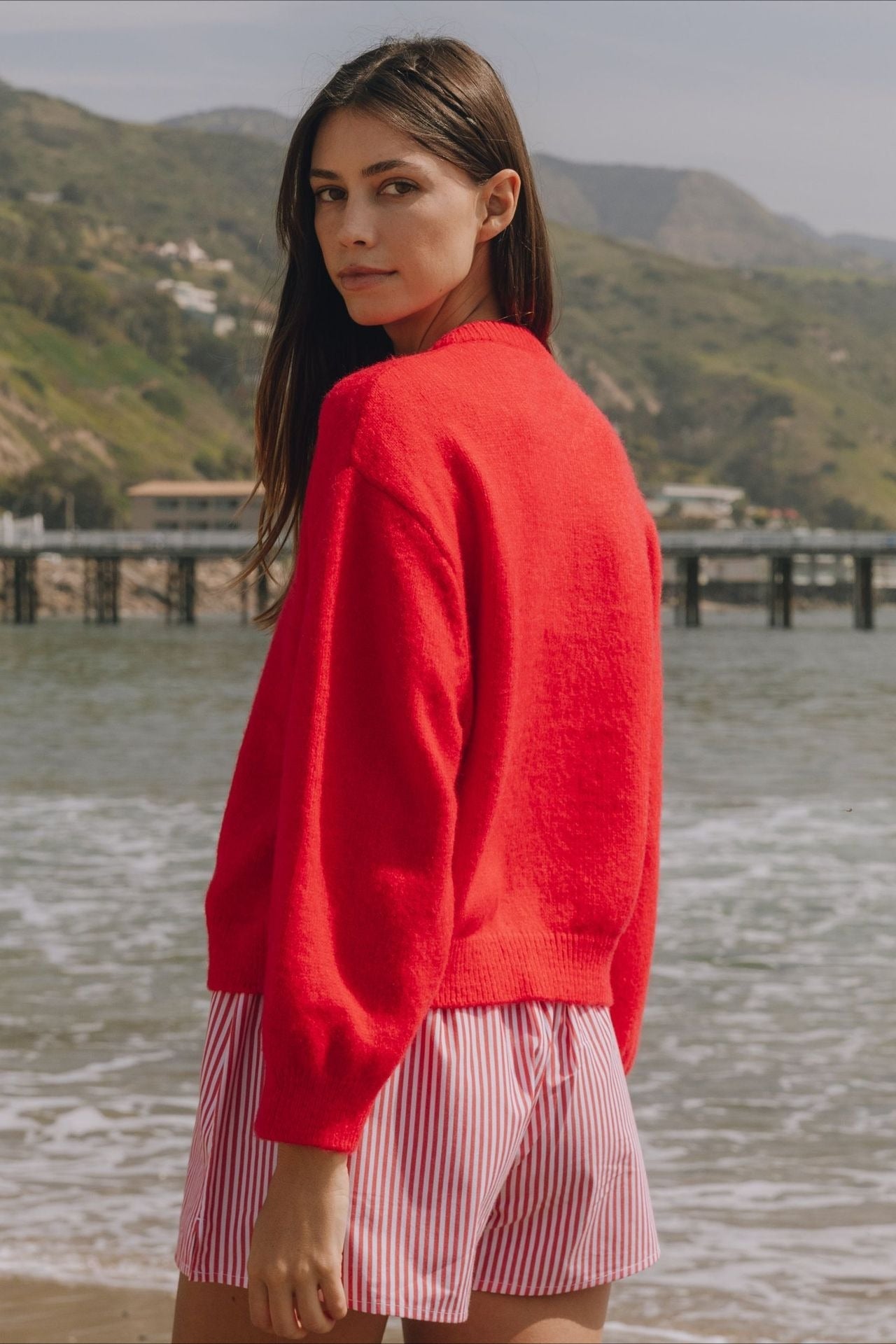 Cardigan en tricot à boutons, à manches longues, décontracté et uni