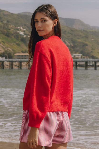 Cardigan en tricot à boutons, à manches longues, décontracté et uni
