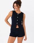 ATELIER | Blouse courte sans manches à boutons et fente