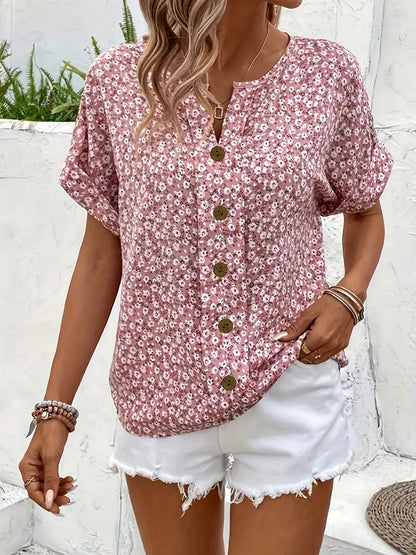 Gelin | Blouse Florale à Manches Courtes