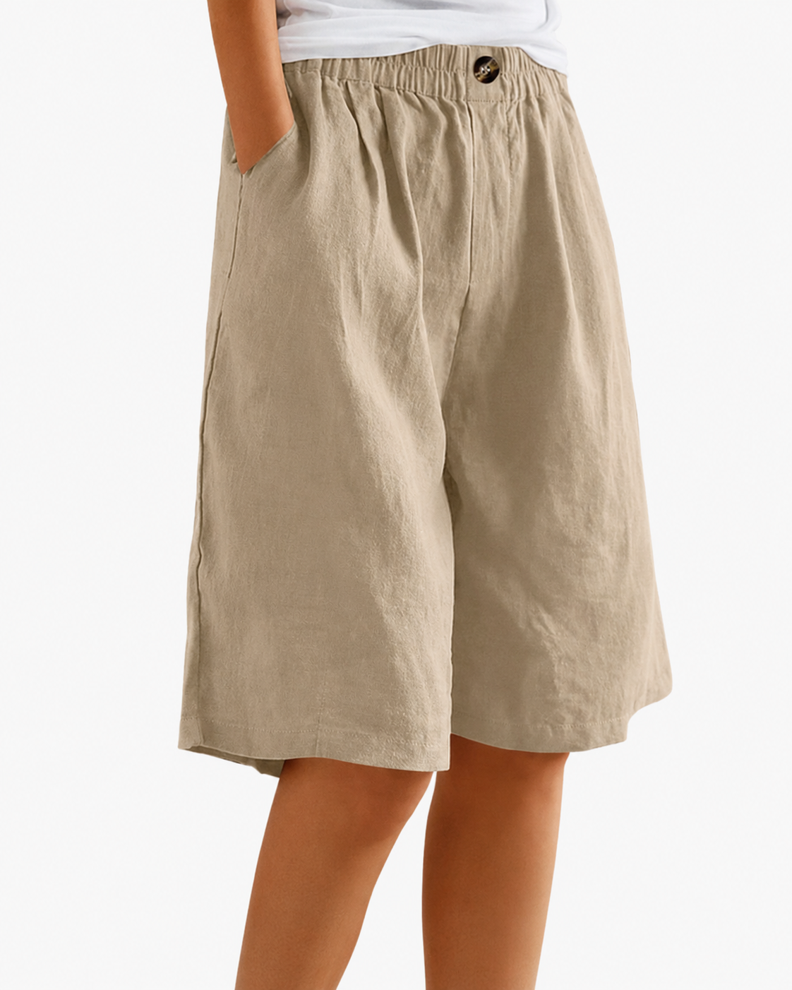 ATELIER | Pantalon uni avec poches et boutons