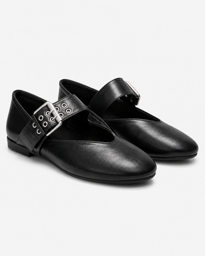 Lexi | Ballerines Élégantes à Bride Cheville en Cuir PU Femmes Talons Bas