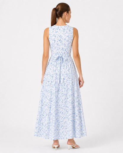 Sienna | Élégante Robe Longue Sans Manches à Imprimé Floral Doux