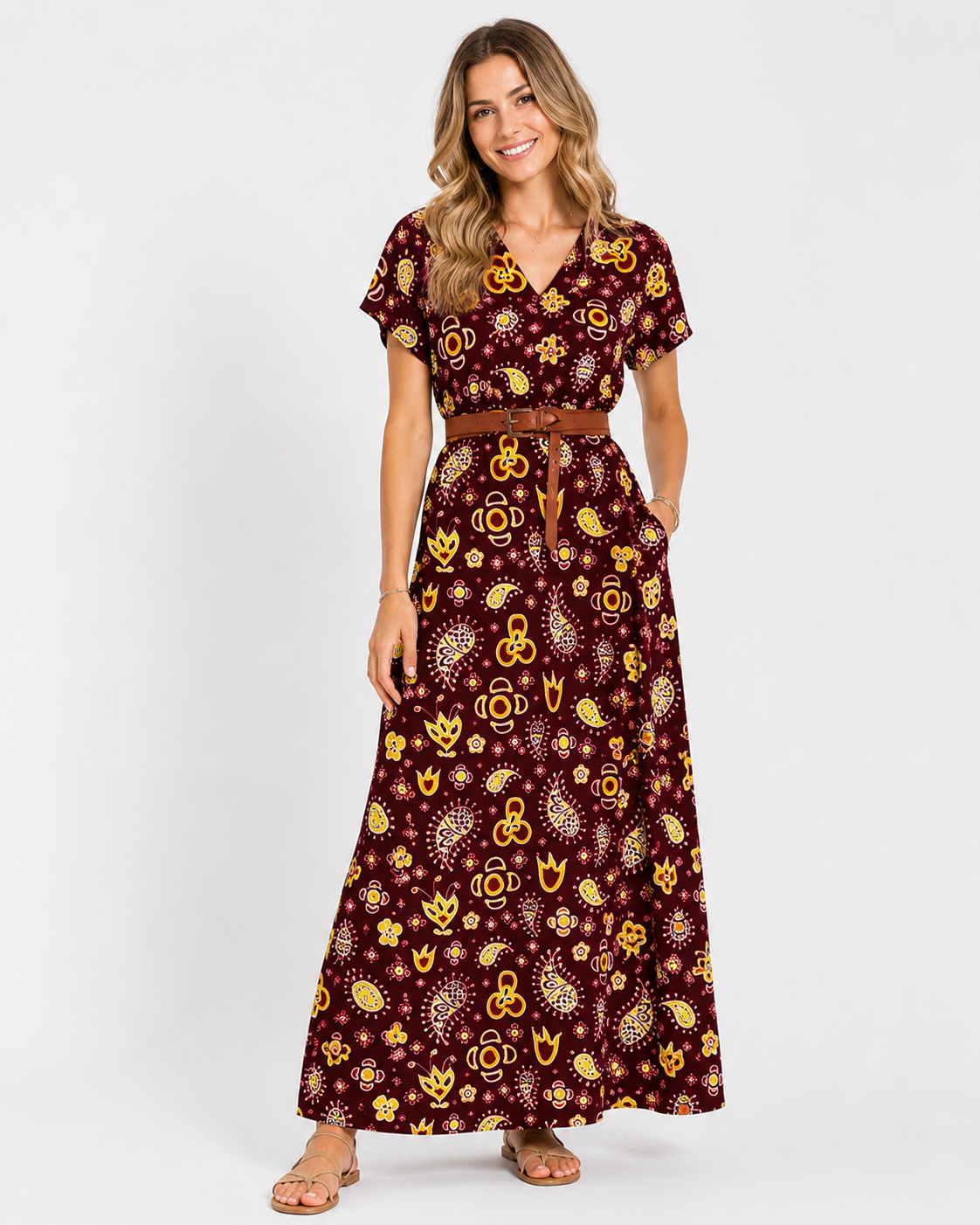 Odette | Robe Longue Élégante d'Été Femme Décolleté en V
