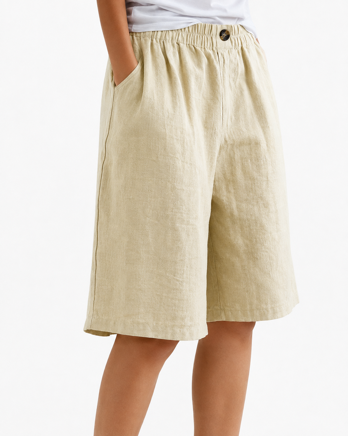 ATELIER | Pantalon uni avec poches et boutons
