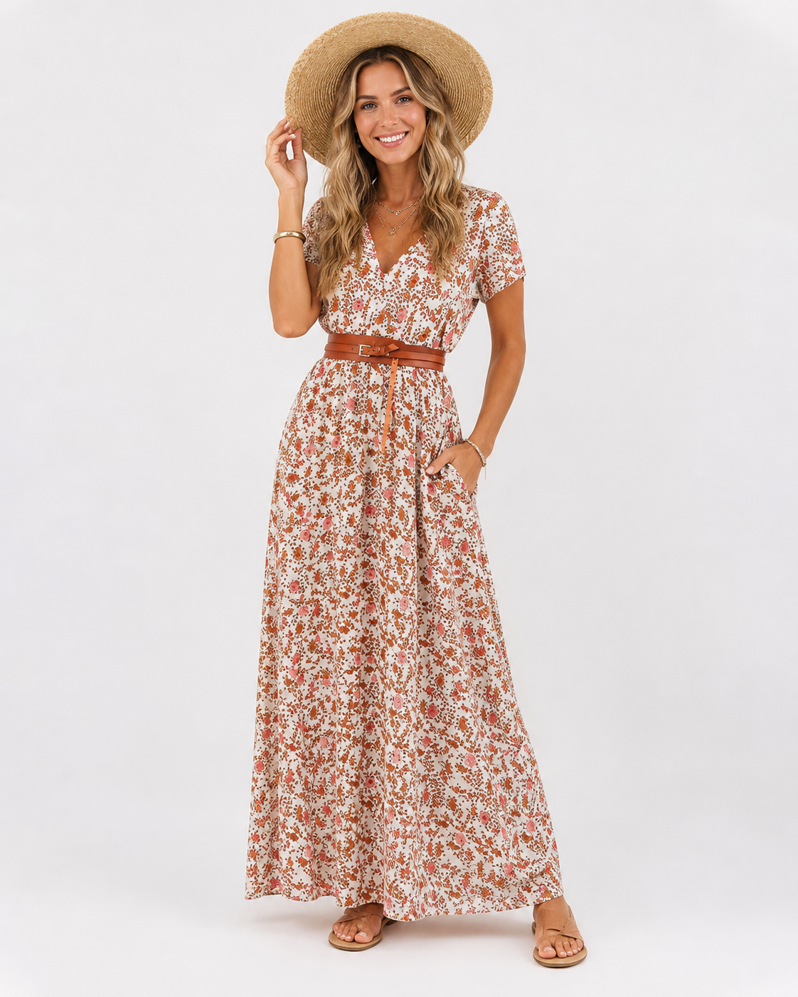 Odette | Robe Longue Élégante d'Été Femme Décolleté en V
