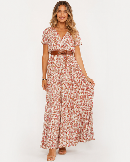 Odette | Robe Longue Élégante d'Été Femme Décolleté en V