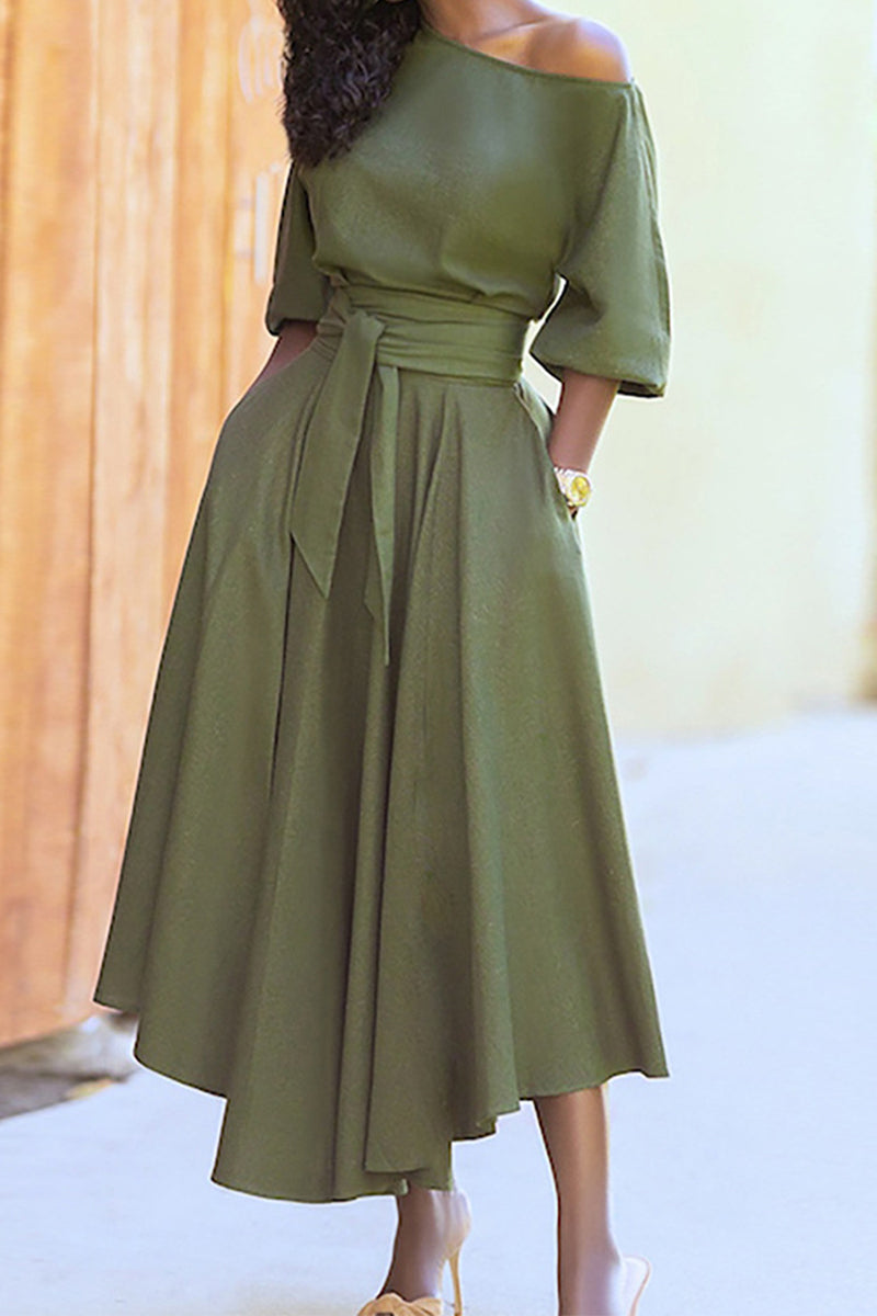 Margaux | Robe midi épaules dénudées
