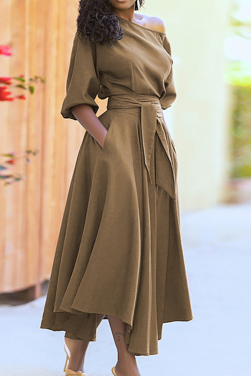 Margaux | Robe midi épaules dénudées