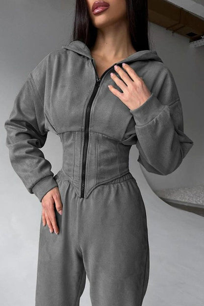 Ensemble de Pantalons à Capuche avec Cordons de Serrage