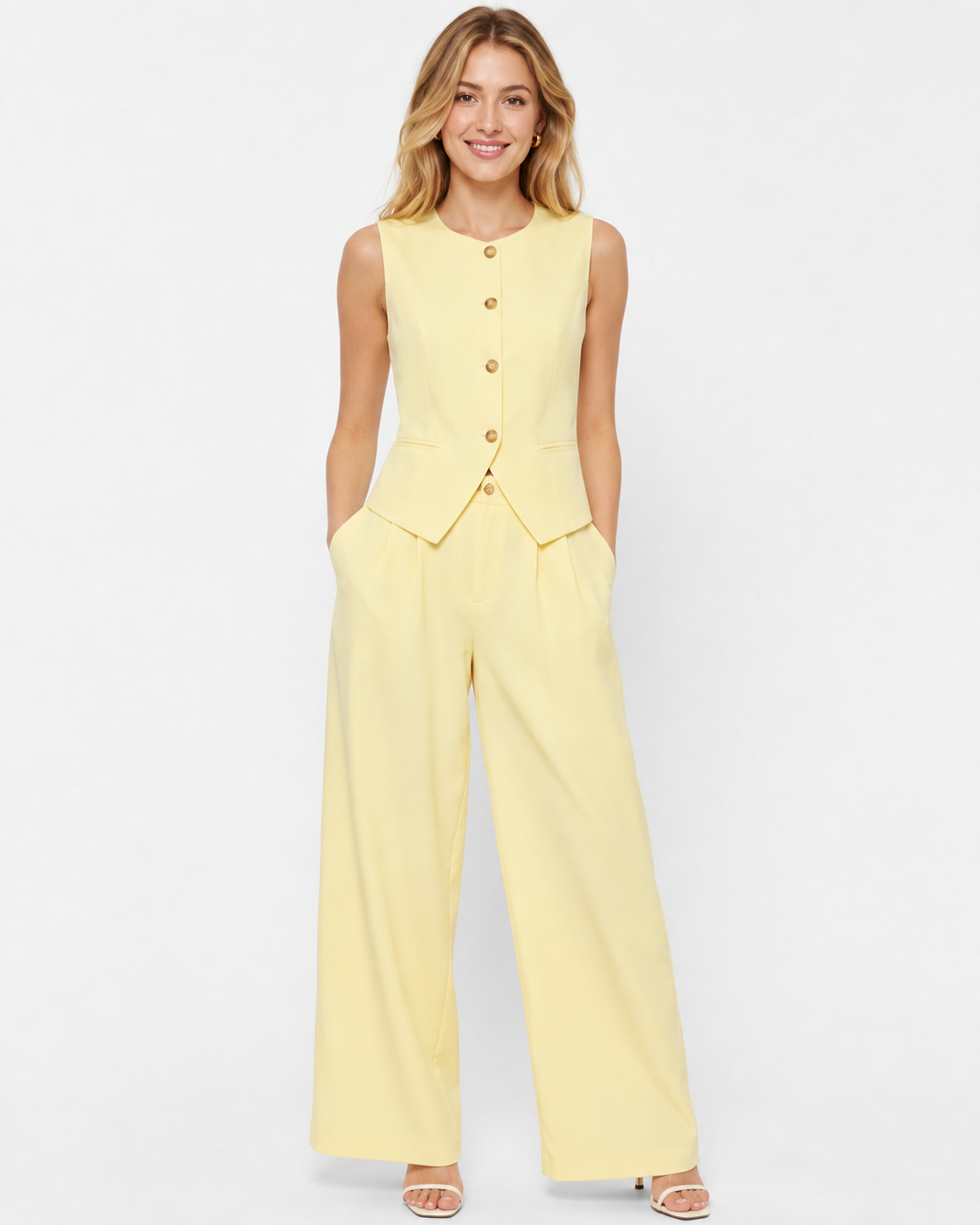 Kristina | Ensemble de gilet d'été à poches et boutons épicés