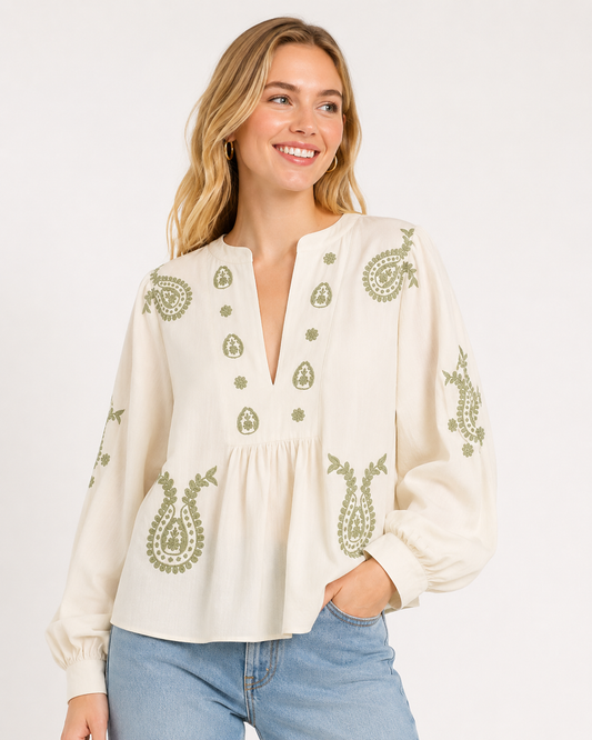 ATELIER | Blouse en broderie de fleurs Paisley