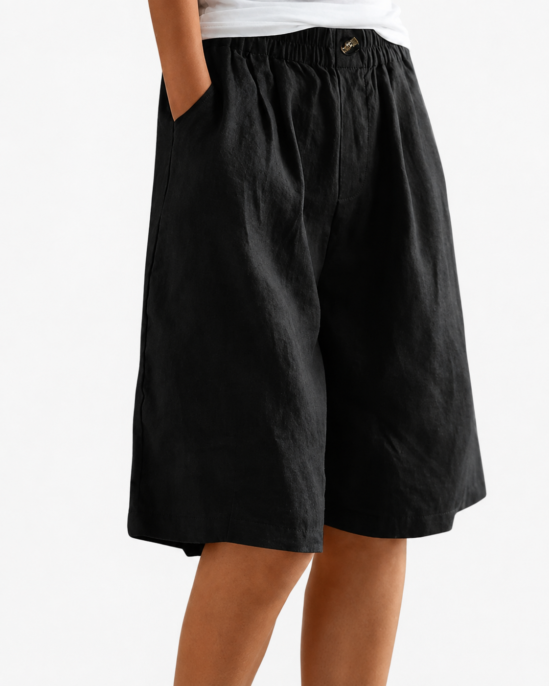 ATELIER | Pantalon uni avec poches et boutons