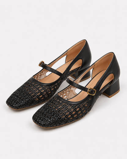 Libby | Sandales femmes printemps automne en cuir naturel à bout carré avec boucle