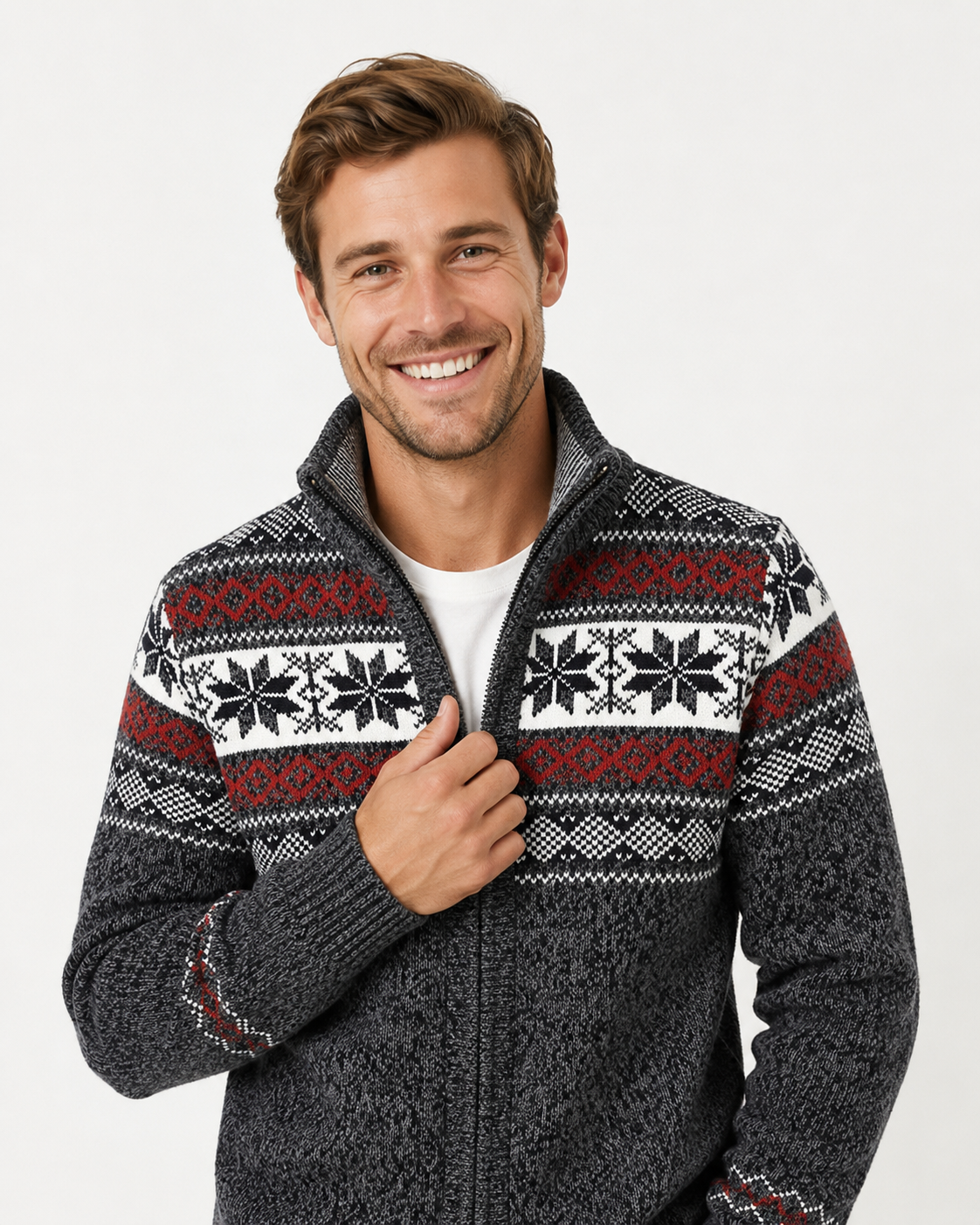 Kayden | Manteau en tricot jacquard en coton pour hommes