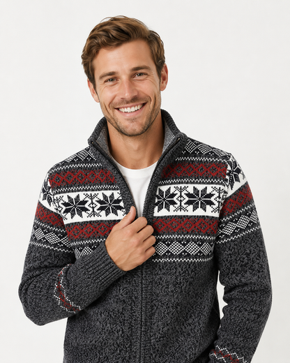 Kayden | Manteau en tricot jacquard en coton pour hommes
