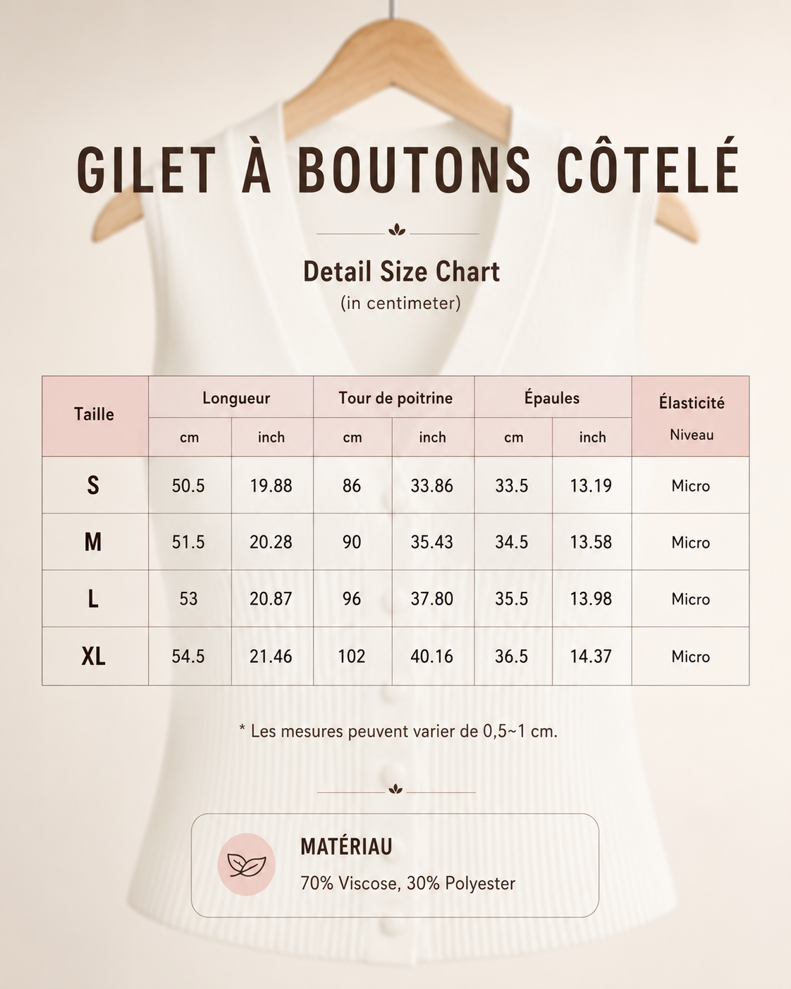 ATELIER | Débardeurs Tricot Sans Manches Boutonné Col V