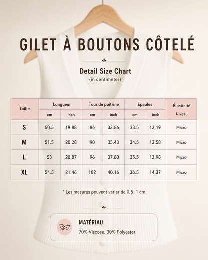 ATELIER | Débardeurs Tricot Sans Manches Boutonné Col V