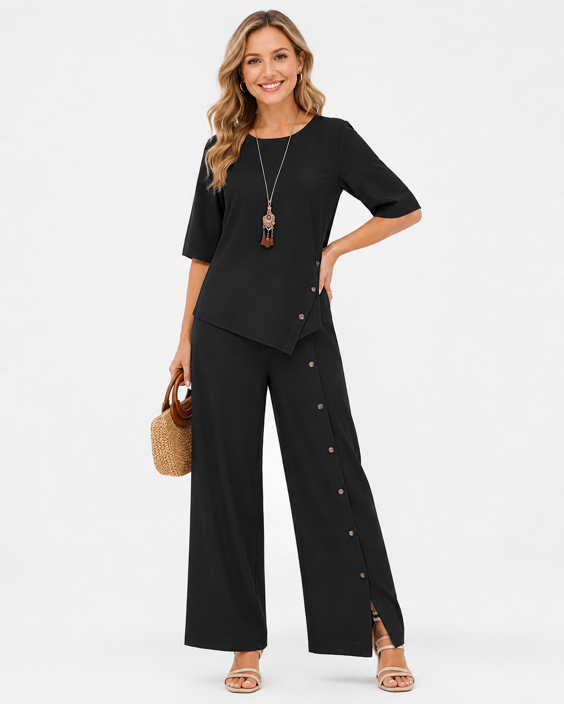 Kinsley | Ensemble de Pantalons Longs Élégant et Décontracté Printemps Été pour Femmes