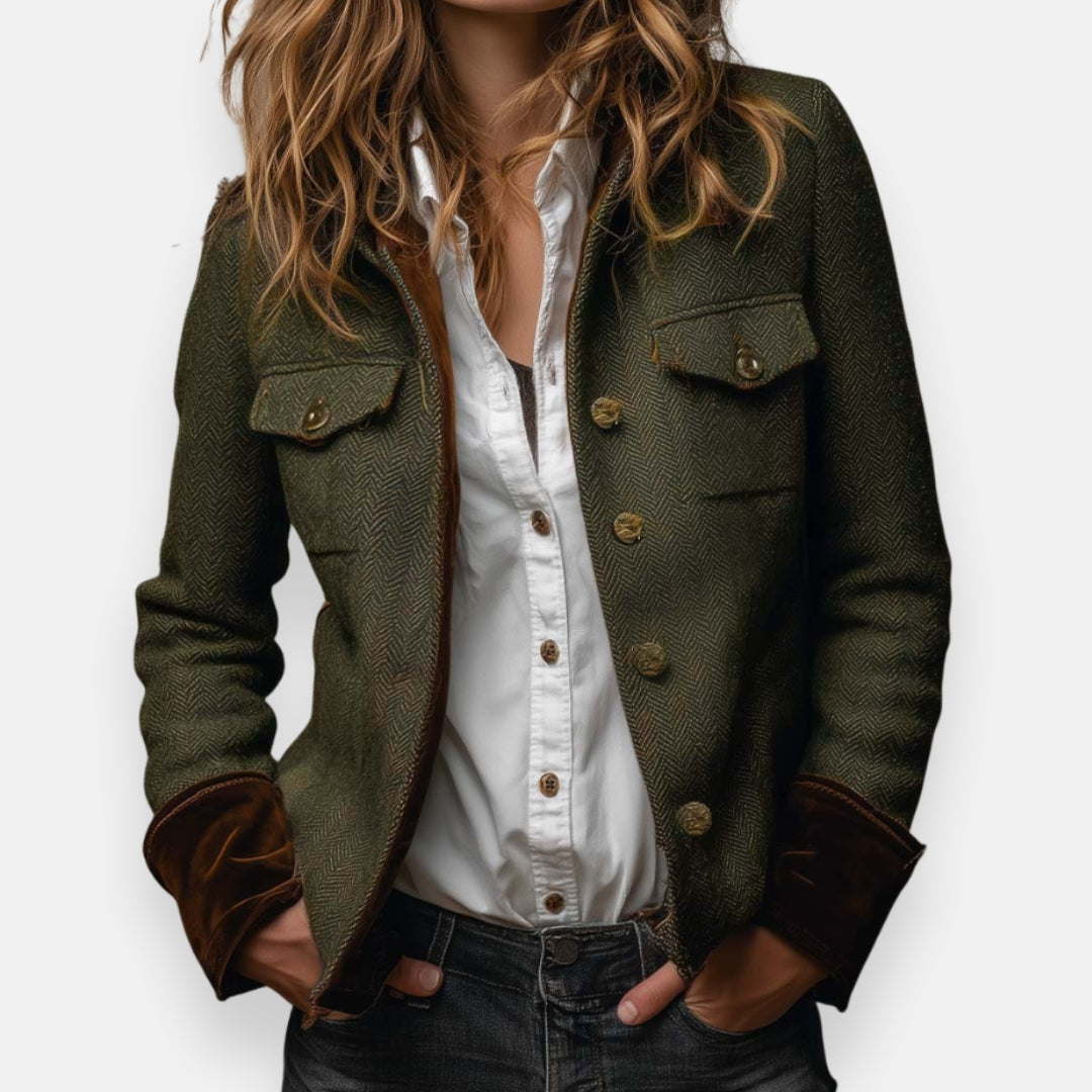 Corrie | Veste en tweed avec détails en velours