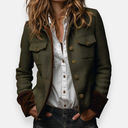 Corrie | Veste en tweed avec détails en velours