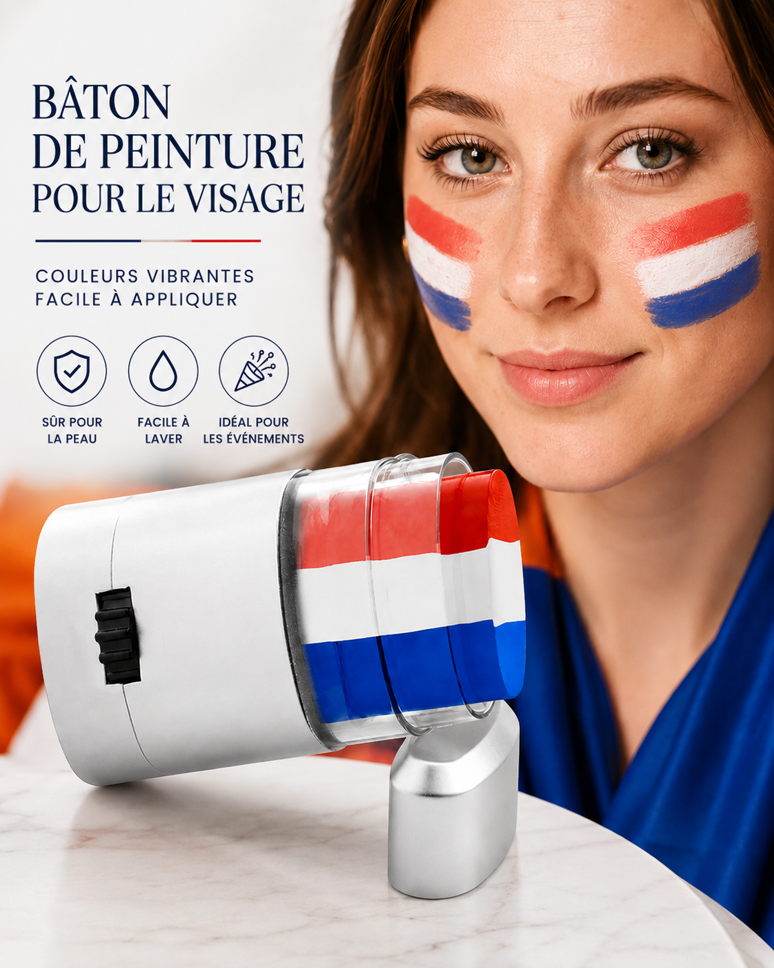 ATELIER | Baton de peinture pour le visage en drapeau de pays Stripe Football