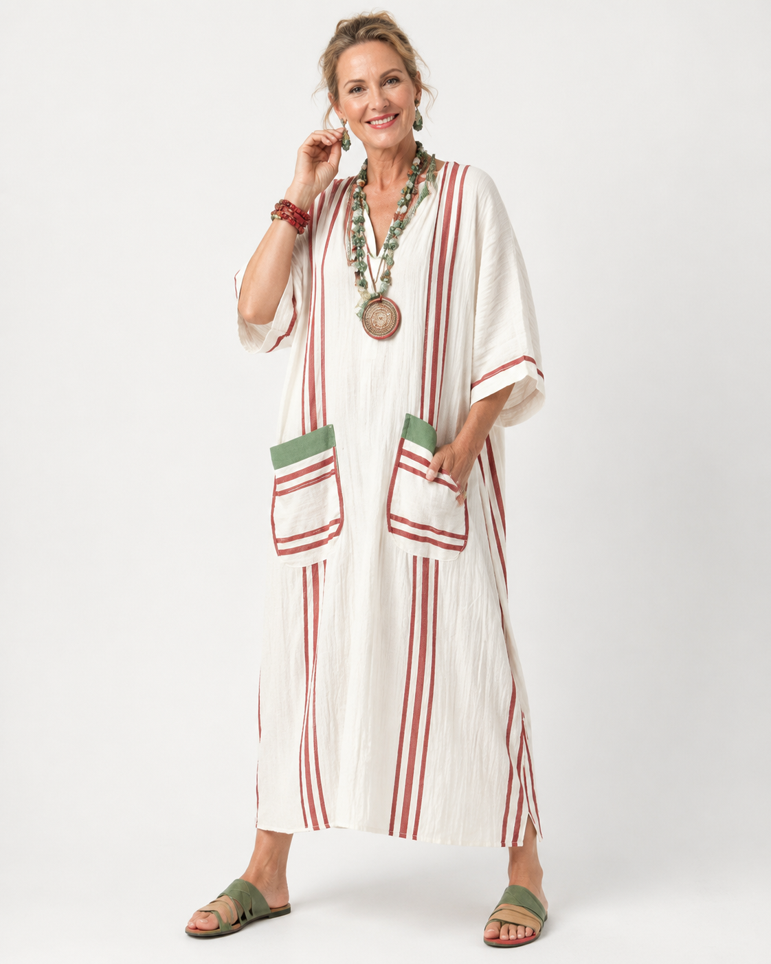 Talia | Robe Longue Lâche Imprimée de Mode d'Été avec Poche pour Femmes