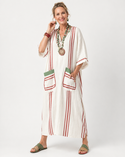 Talia | Robe Longue Lâche Imprimée de Mode d'Été avec Poche pour Femmes