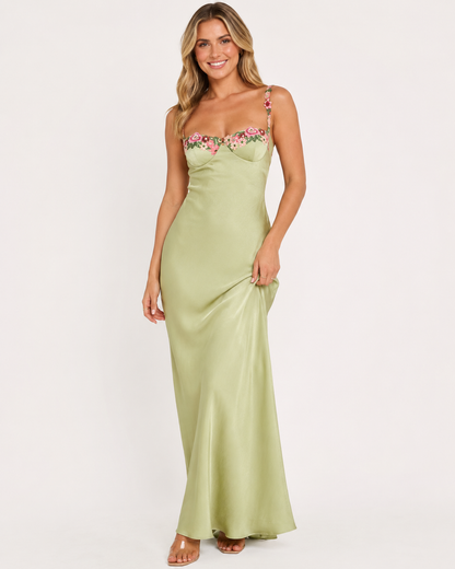 ATELIER | Robe Slim en Satin avec Broderie