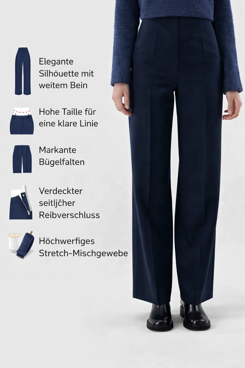 Hanah | Pantalon à jambe large avec plis marqués