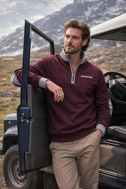Lovas | Pull pour hommes avec demi-zip