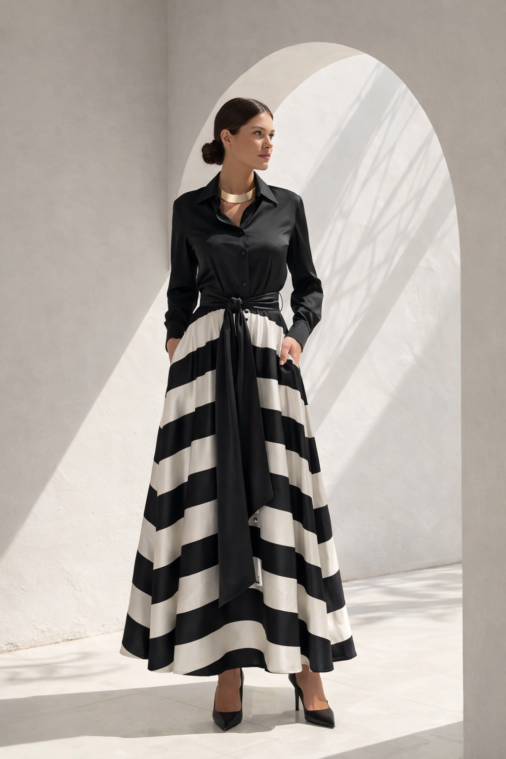 Kenda | Robe Rayée Élégante