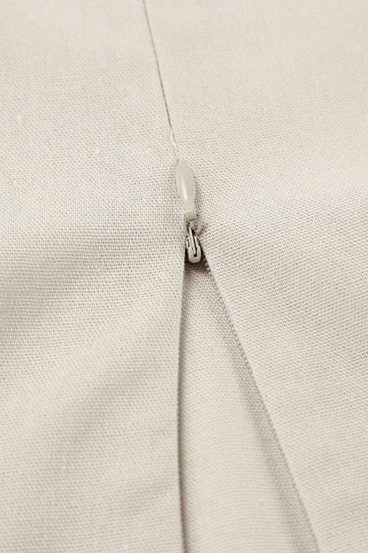 Robe Maxi Bureau Décontractée en Lin et Coton Kaki