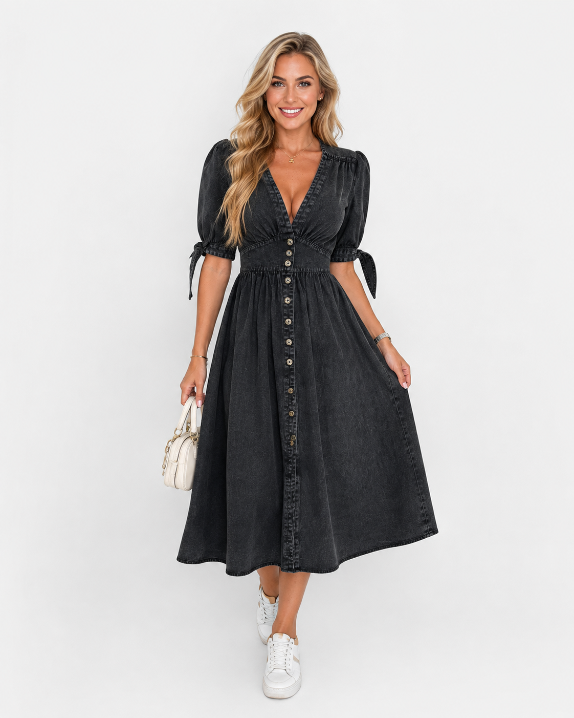 ATELIER | Robes en Denim à Taille Haute avec Lacets