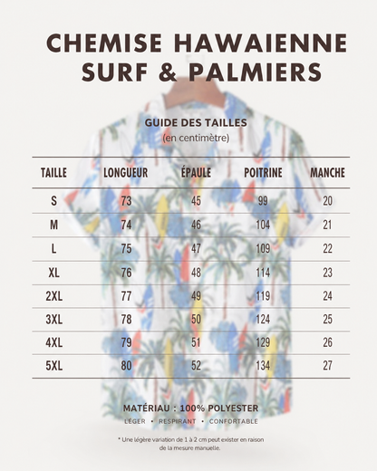 ATELIER | Chemise Hawaïenne Impriamé Plage Palmier Coco Manches Courtes
