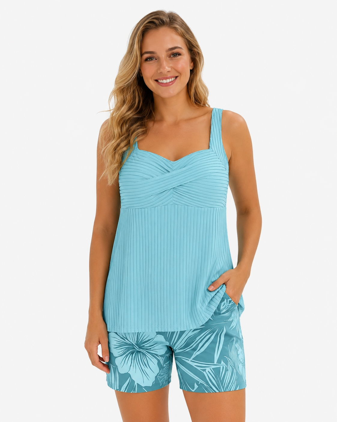 Edith | Tankini Croisé avec Shorts Floraux