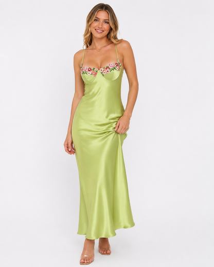 ATELIER | Robe Slim en Satin avec Broderie